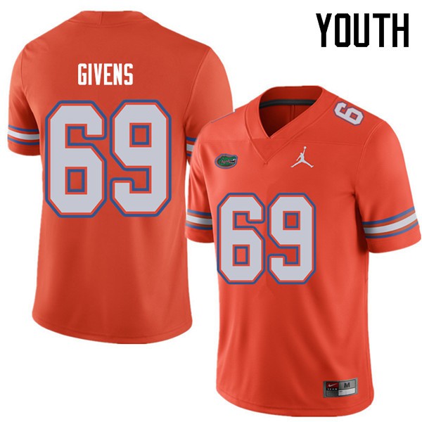 Jordan Brand Youth #69 Marcus Givens Florida Gators College Football Jersey Orange